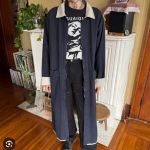 FLAX  Vintage All Weather Linen Reversible  Duster Coat Size Petite EUC